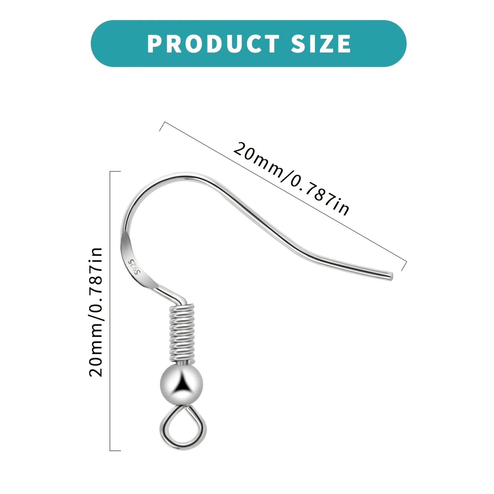 20pcs/50pcs Ball Coil Fish Earring Hooks Clasp Hypo-allergenic Ear Wire Bead Connector Hooks for DIY Jewelry Finding Making