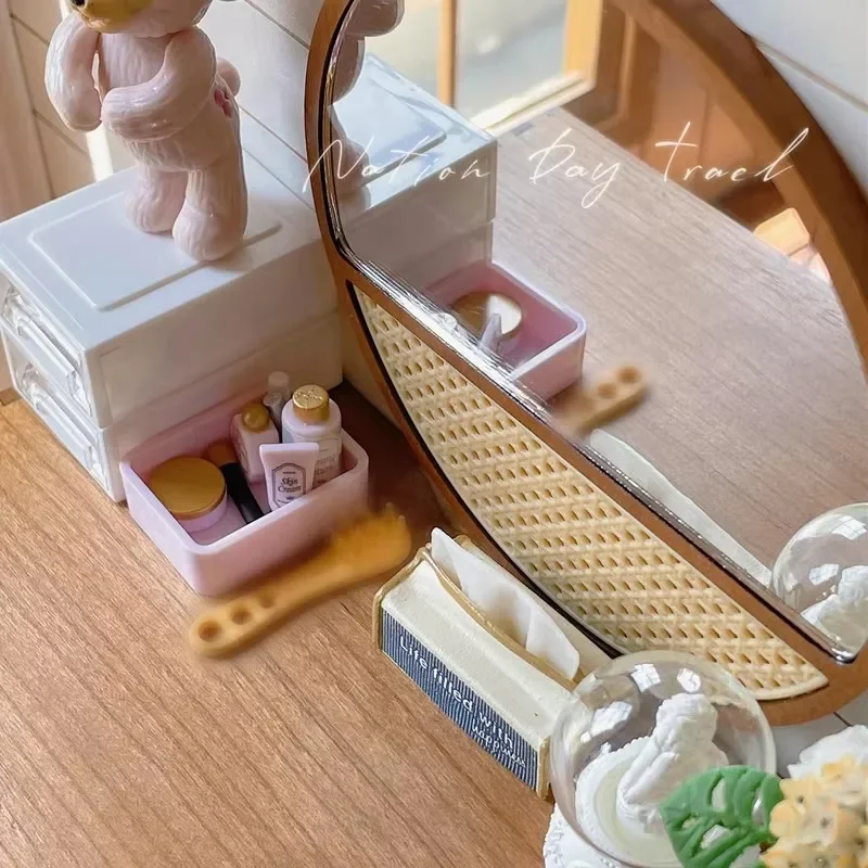 1:6 بيت الدمية نموذج صغير اكسسوارات الأثاث خشب متين مرآة زجاجية Bjd Ob11 Gsc Blyth الجندي Lol المنمنمات صور الدعائم