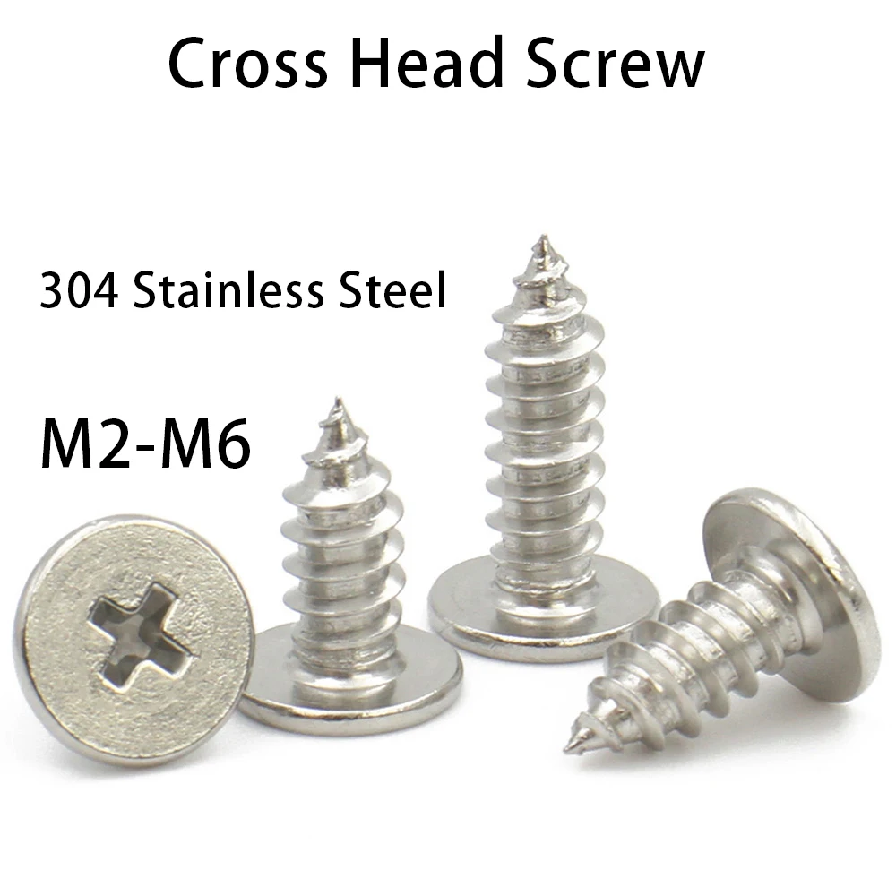 

10-50pcs 304 Stainless Steel M2 M2.6 M3 M3.5 M4 M5 M6 Cross Phillips Super Ultra Thin Flat Wafer CM Head Self-tapping Wood Screw