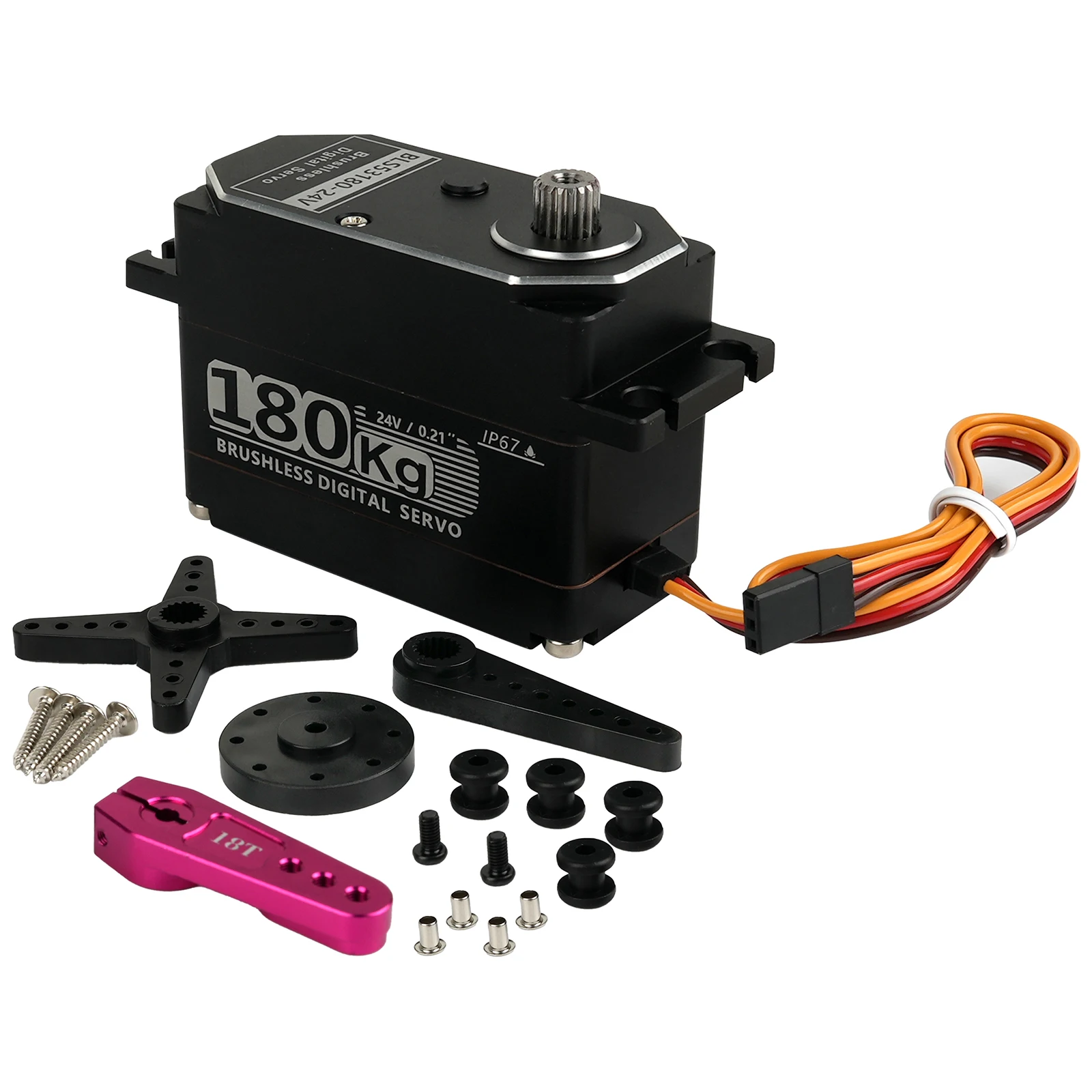 Servo numérique sans balais 180KG, 24V, engrenage métallique à couple élevé, étanche IP65, pour voiture 1/5 RC Baja 5B SS Redcat HPI LOSI XL 5T