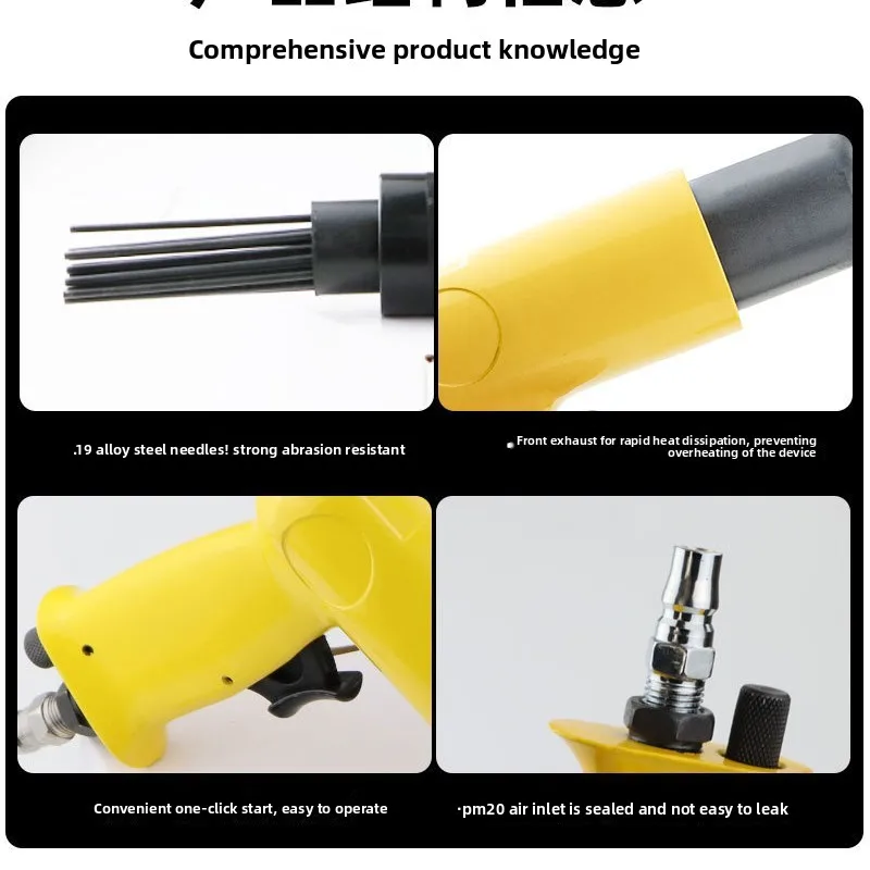 Pneumatic 19-Needle Rust Remover, Needle-Type Air Derusting Gun For Metal Surface Cleaning