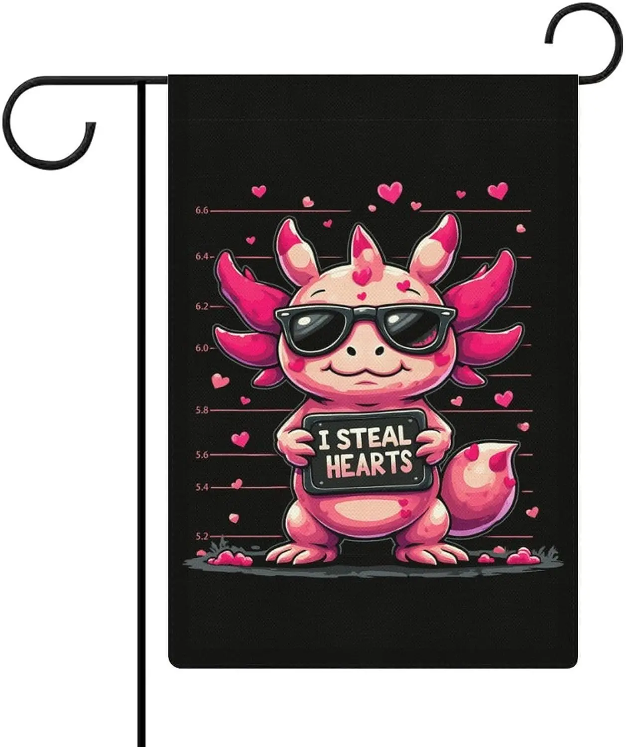 I Steal Hearts Funny Axolotl Animal Double Sided Garden Flag 12x18 Inch, Outdoor Decor, Yard Decor, Holiday Decoration Banne IIC