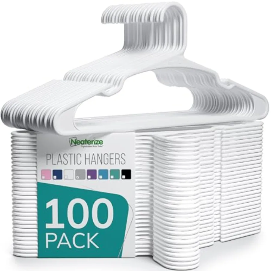 

Clothes Hangers Plastic 100 Pack for Adults - Plastic Hangers, The Perfect Coat Hanger and Space Saving Clothes Hangers for Clo