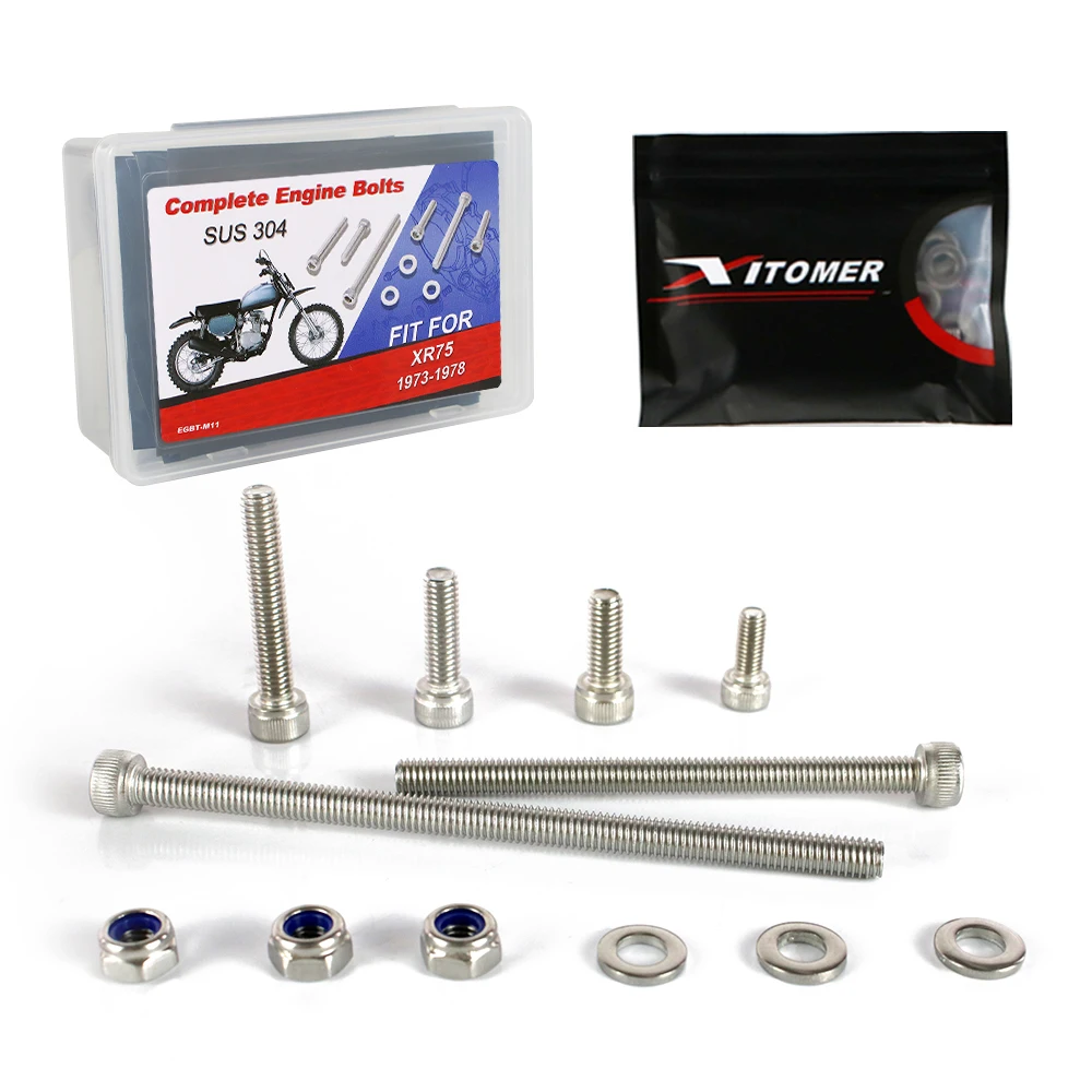 67PCS Motorcycle ATV Stainless Steel Engine Bolt Screws Kits For HONDA XR75 1973-1976 1977 1978 ATV Stainless Bolts Screw Kits