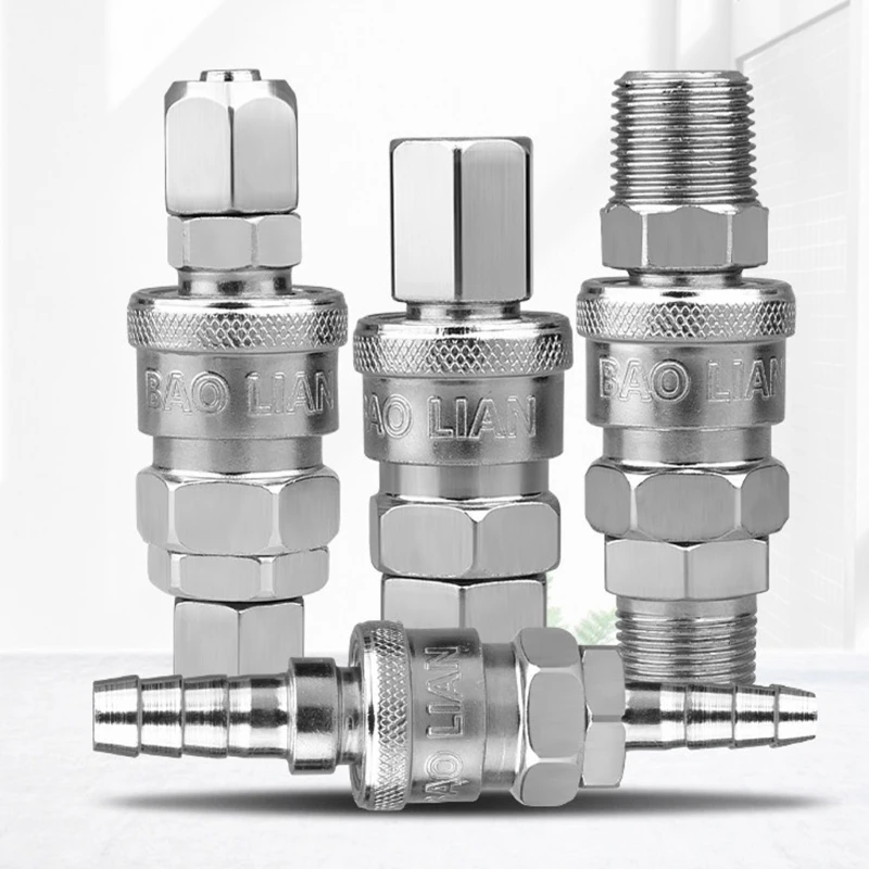 Air Tool Fitting Featuring Internal And External Option For Easy Air Tool Connection And Reinforced Meal Durability