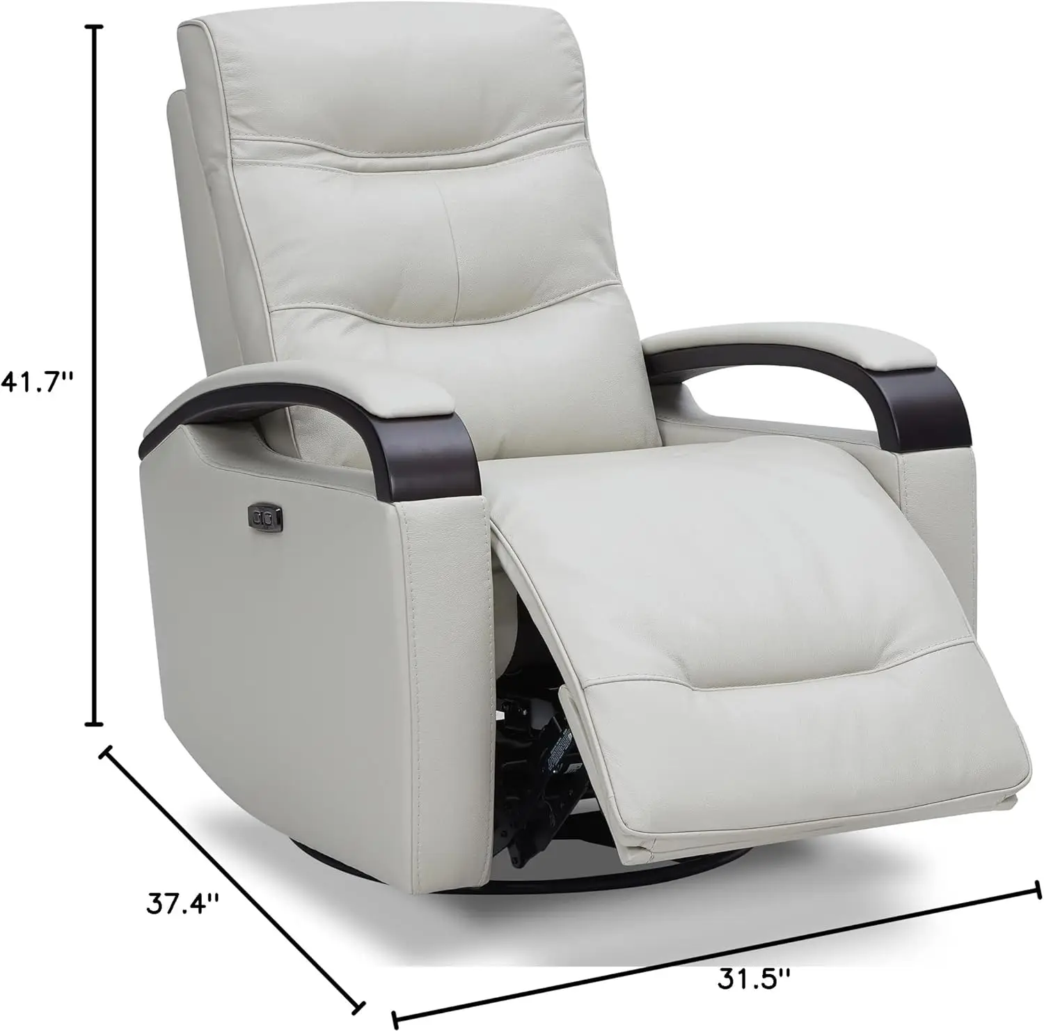 Sillón con joystick de deslizamiento giratorio eléctrico de cuero, certificado FSC, reposacabezas con carga USB