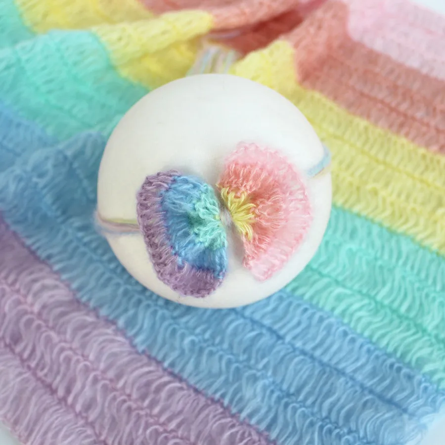 Newborn Rainbow Scarf with Headband Baby Scarves Baby Blanket Newborn Photography Props Baby Accessories Newborn Shooting Wrap