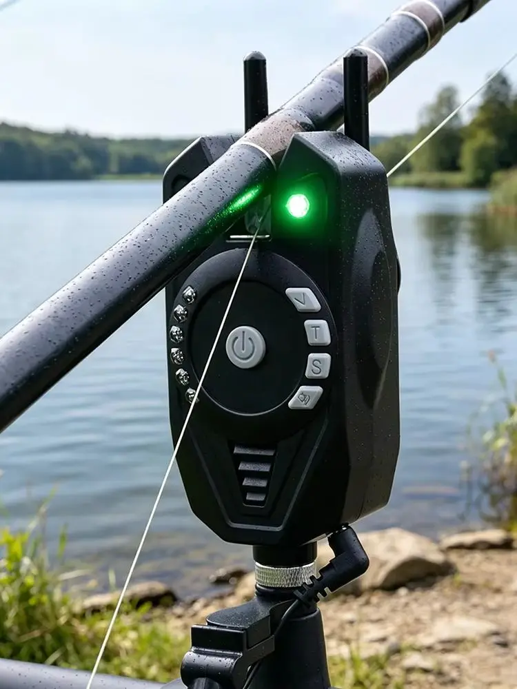 Hirisi SD11 Karpfenangeln Kabelloses Bissalarm-Set LED-Lichtanzeige Wasserdicht Einstellbare Lautstärke Empfindlichkeit Angelzubehör