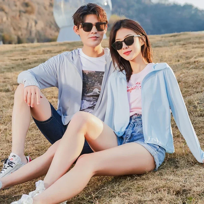 

Hiking Sun Protection Clothe Outdoor Women Fishing Coat Shirt Summer Men Cooling Jacket UV Lightweight Long Sleeve Hoodie Couple