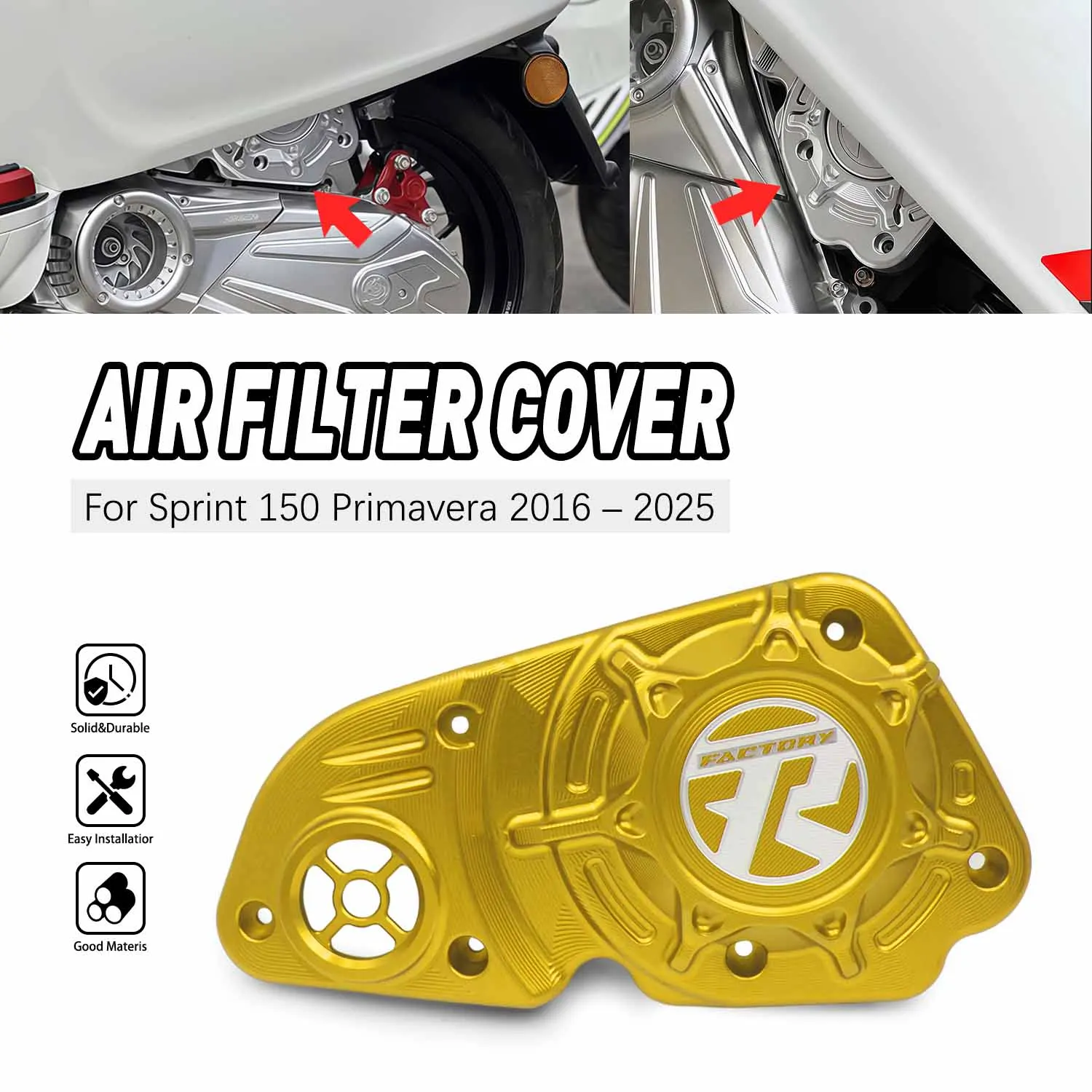 

Universal Motorcycle Parts For Vespa Sprint Primavera 150 2016-2018 2019-2025 Air Filter Cover Air Elements Guard Protector