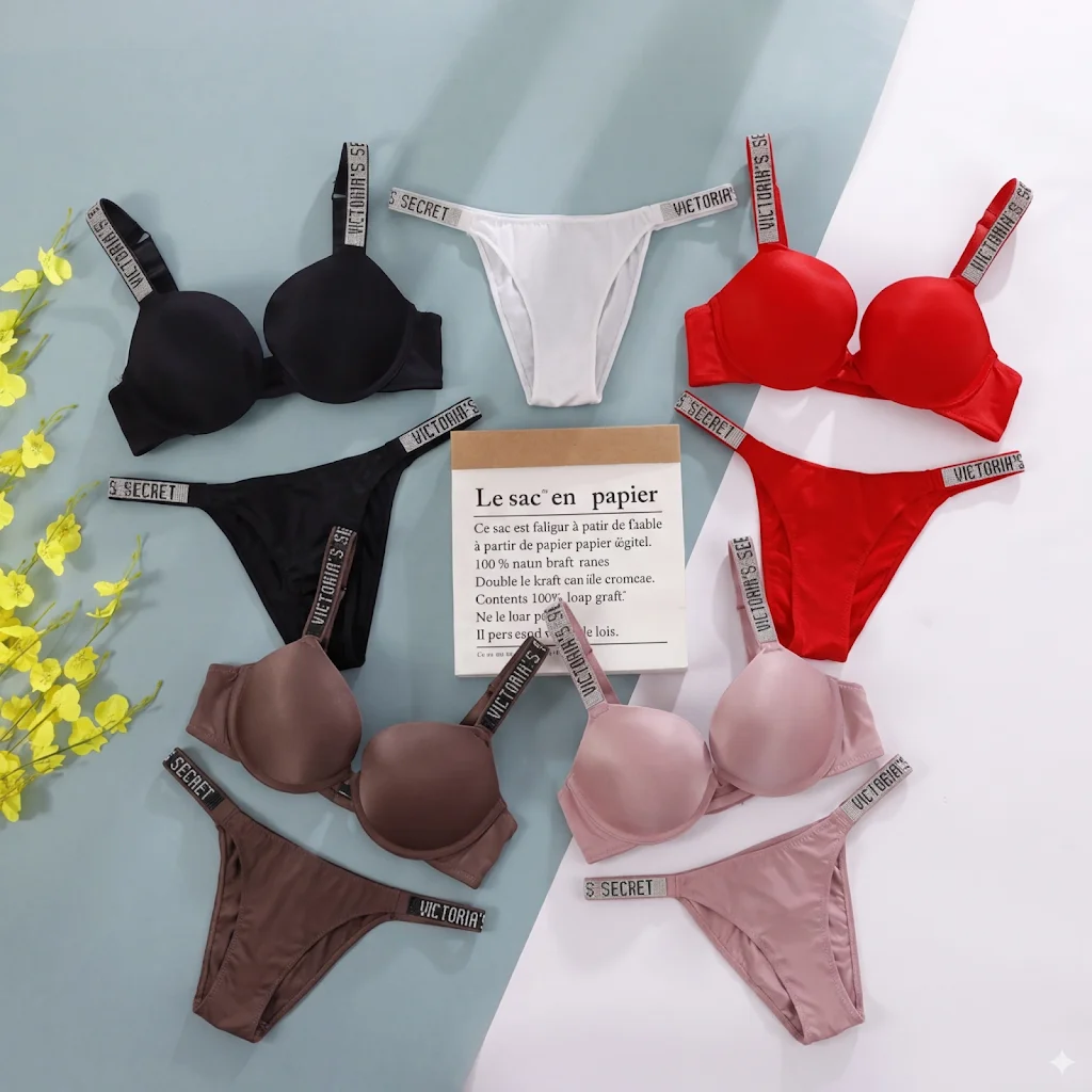 Nouvel ensemble de lingerie push-up ajustable rembourré avec dentelle en V, soutien-gorge et culotte sexy pour femme, confortable