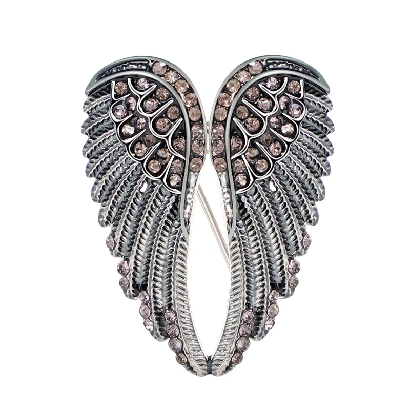 Fashion Crystal Angel Wing Brooch Pins Jewelry Women Men