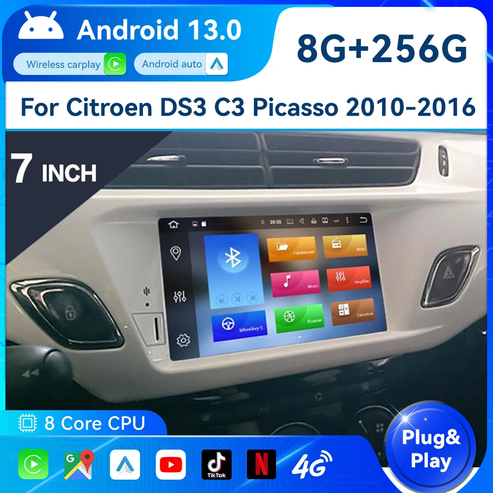 For Citroen DS3 C3 Picasso Android Car Radio 2 Din Bluetooth Multimedia Player DVD Video Stereo Autoradio GPS Navigation Unit