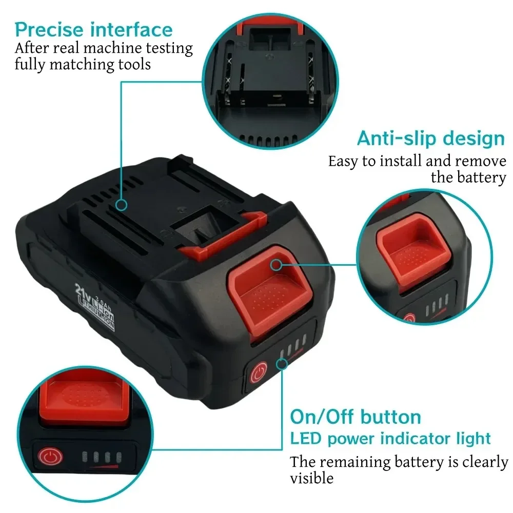 21V 18650 Lithium Battery Rechargeable 9000mAh Batteries High-current High Discharge 21 Volt Replace Battery For Screwdriver