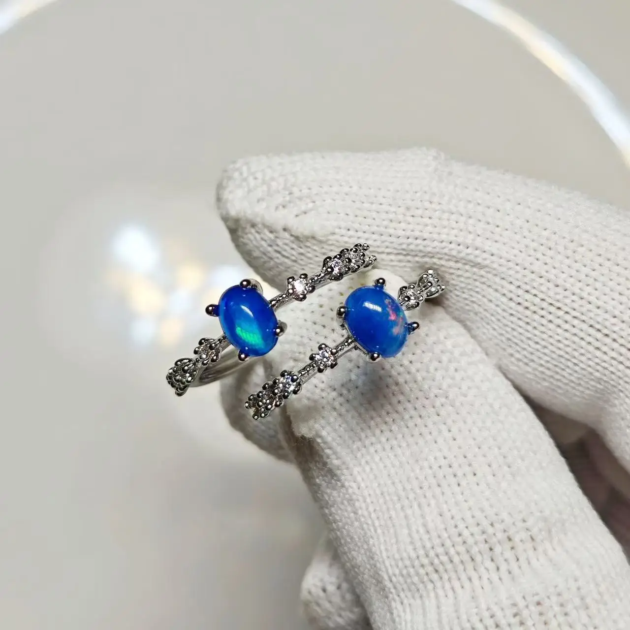 Natural Opal Ring Adjustable Female Ring Jewelry for Women Gift Wholesale High Quality Vintage Fine