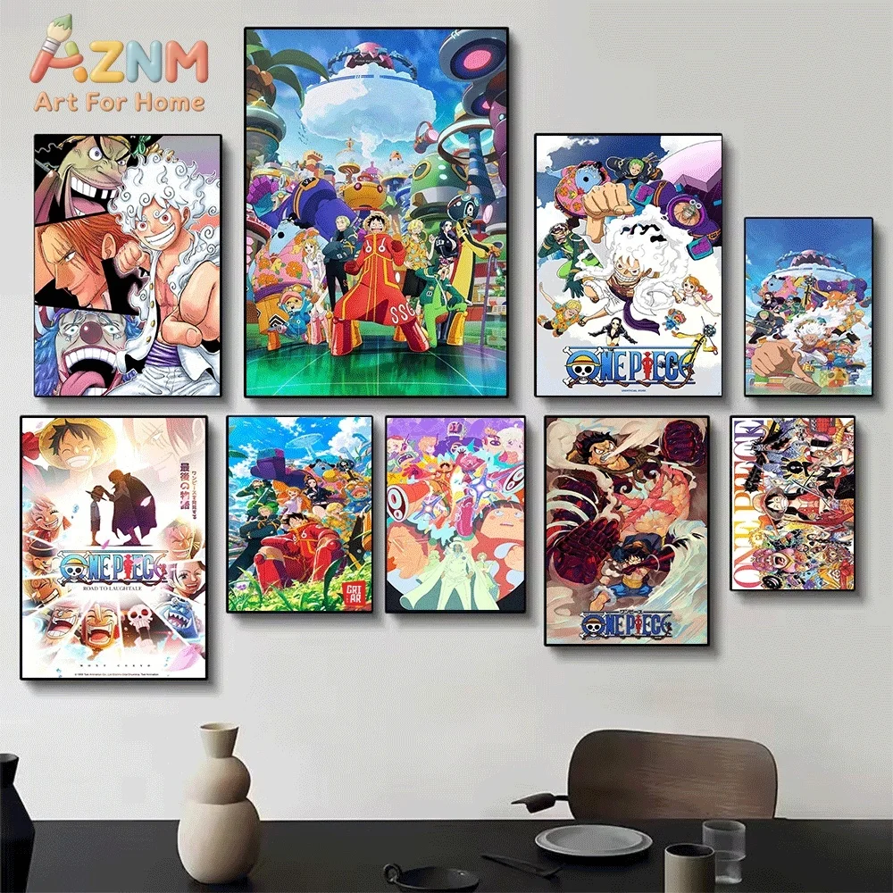 One Piece Anime Canvas Wall Art No Frame Gear 5 Luffy Shanks Buggy Manga Print Painting Bedroom Living Room Home Wall Decor Po view 3
