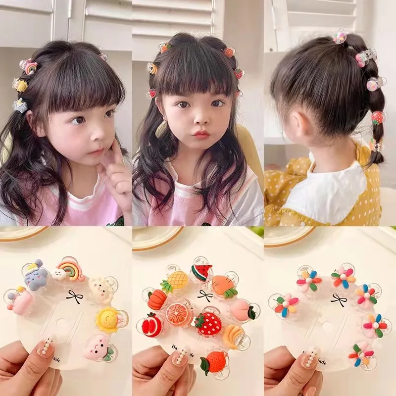 10Pcs/Lot Cartoon Accessories Fruit Grab Children Hair Claw Bangs Clip Cute Baby Gripper Broken Hair Small DIY Girls Headdress