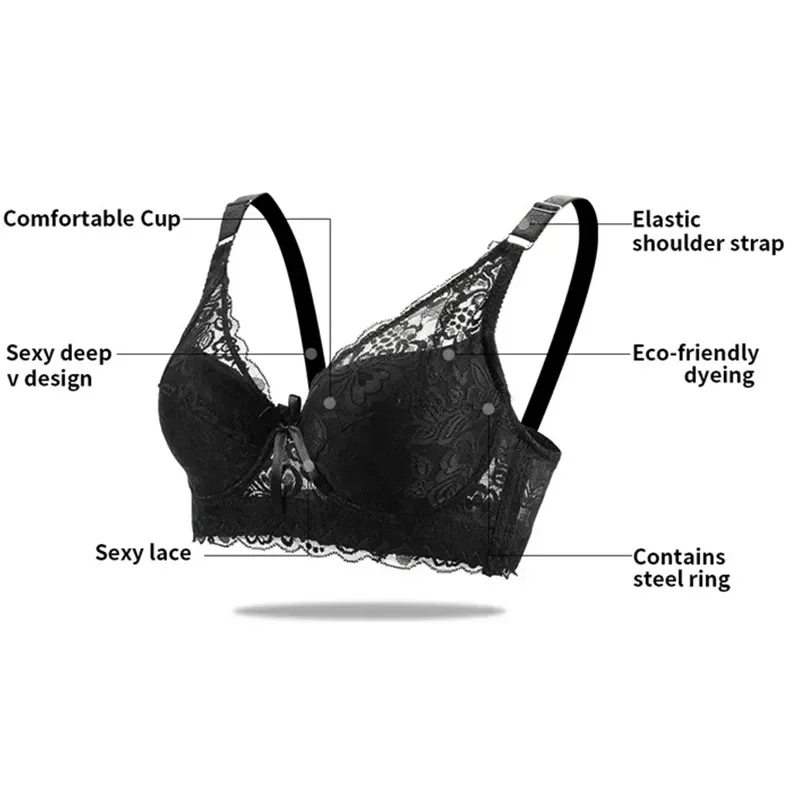 여성용 섹시한 백리스 언더와이어, 심리스 플러스 브라렛 브래지어, 사이즈 업 탑 란제리 레이스, 80-105D