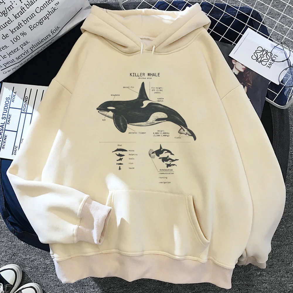 

Whales hoodie Japanese manga graphic winter patterned female sweatshirts athleisure pattern designer