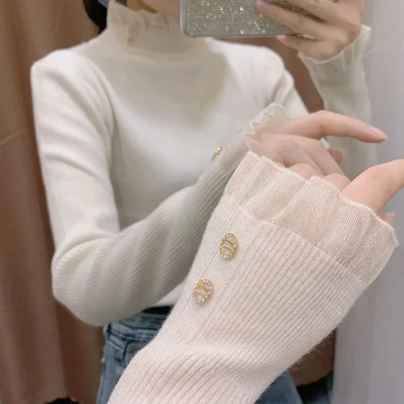 Winter Women Turtleneck Sweater Oversize Long Sleeve Top Autumn Casual Loose Jumper White Thick Warm Knitted Pullovers for Women