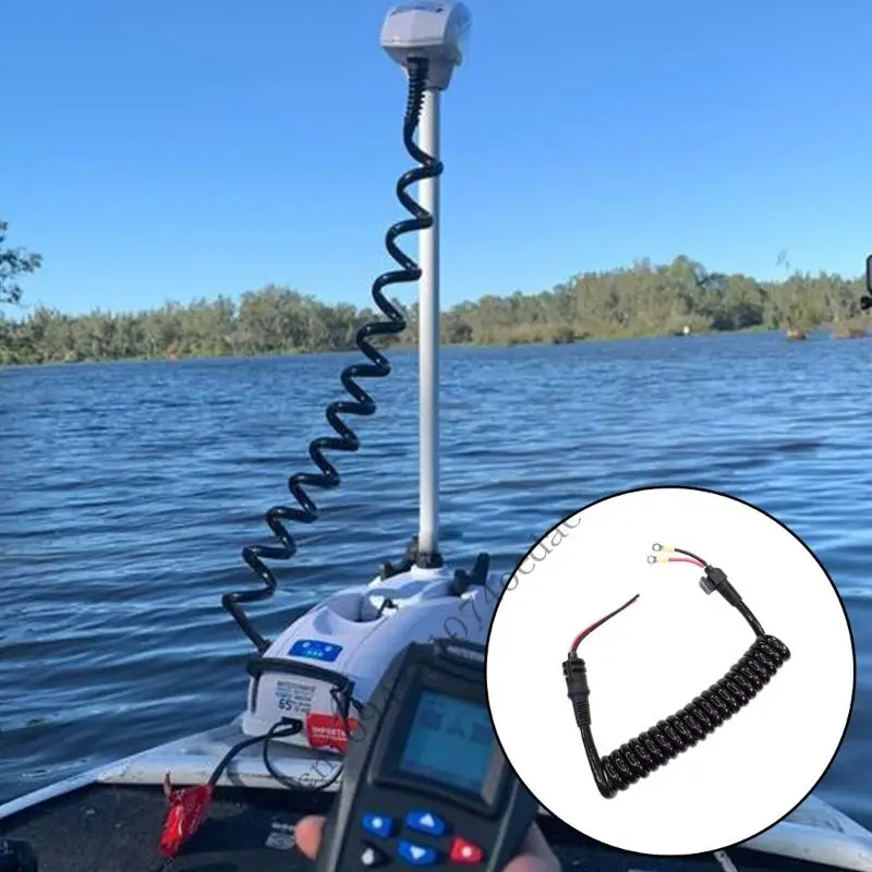 Marine Replacement Power for Motorguide Xi5 Trolling Motor 72 inch Shaft, Coiled Trolling Motor Cable with Terminal Ends and