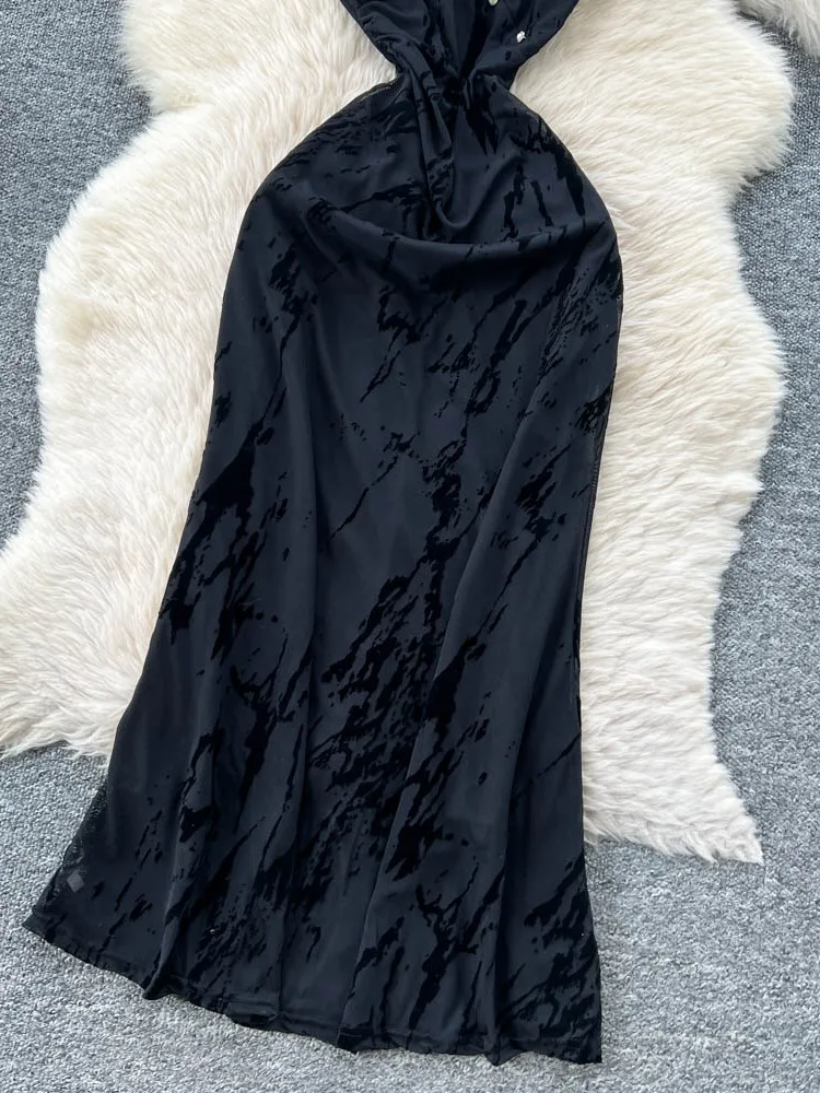 جديد الصينية Sle ort Sve المخملية المعاوضة تشيباو الدكتور عالية الخصر ألف خط تنورة الثقيلة التطريز الوقوف طوق المرأة الدكتور