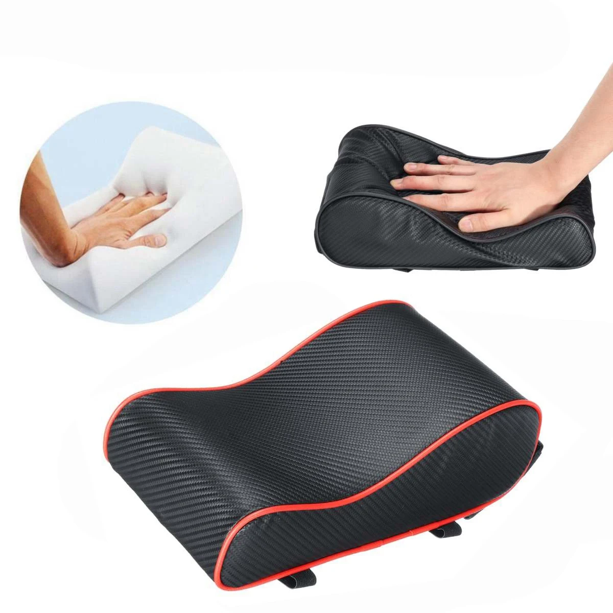 Universal Center Console Armrest Cushion Carbon Fiber Armrest Pad Storage Box Car Styling Black Line