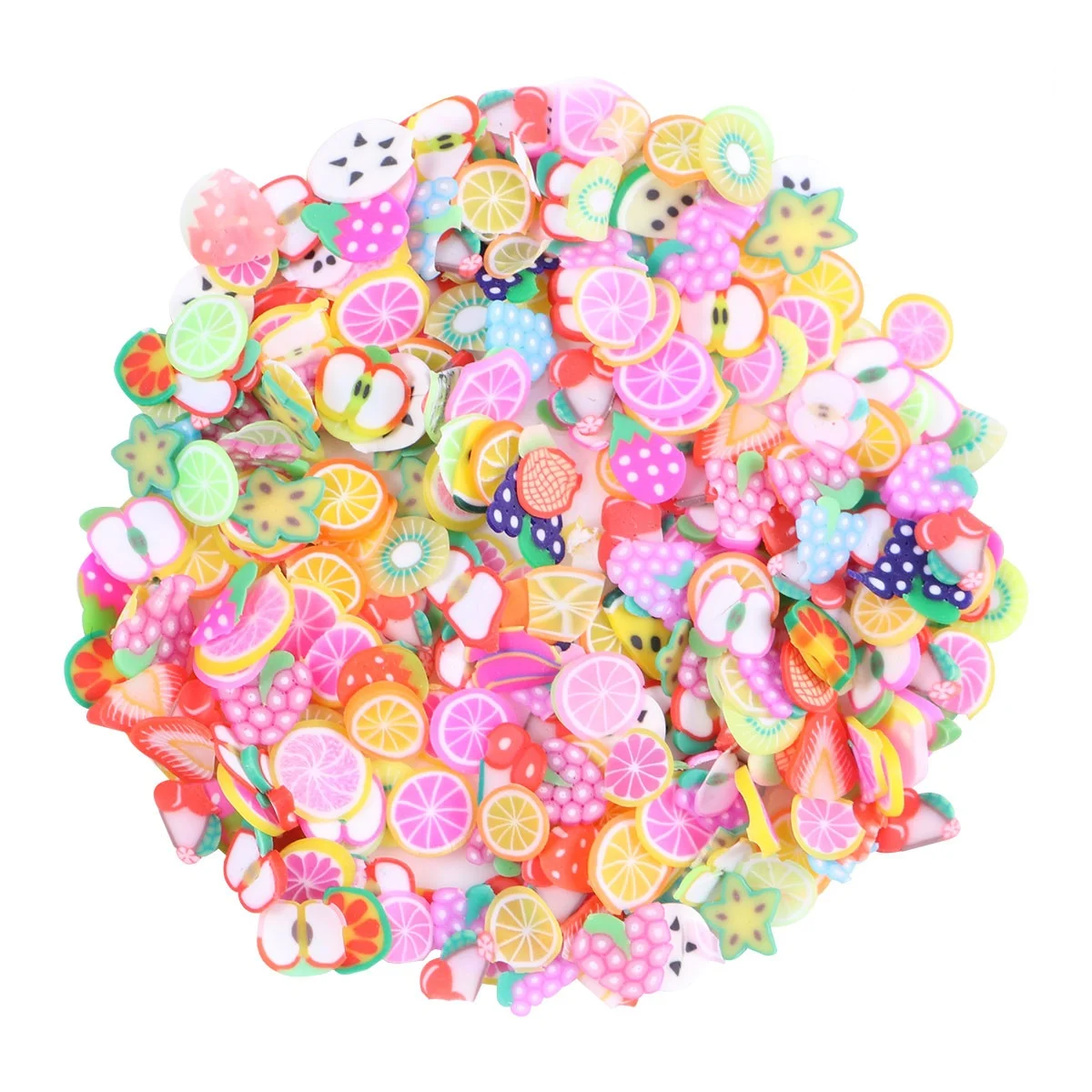 300Pcs Clay Fruit Slice Nail Art Decorations DIY 3D Fruit Pieces for Nails Home Salon Use Variety Pack of Watermelon Strawberry
