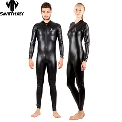 HXBY Full Body PU Waterproof One Piece Suits Swimwear Women Men Long Sleeve Competitive Swimming Swimsuit Warm Bodysuit Wetsuit