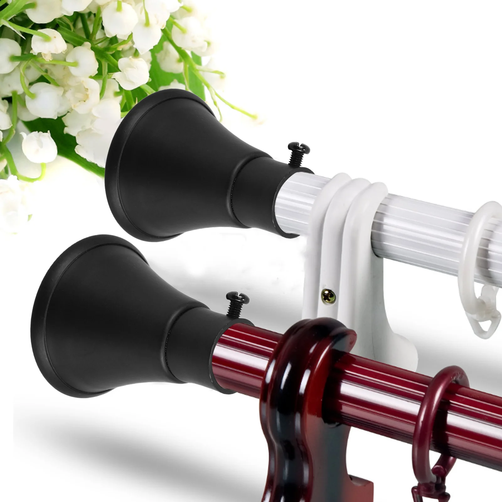 

2pcs Curtain Rod Finials Iron End Caps For Window Drapery Rods Modern Home Office Decorative Fitting Hardware Accessory