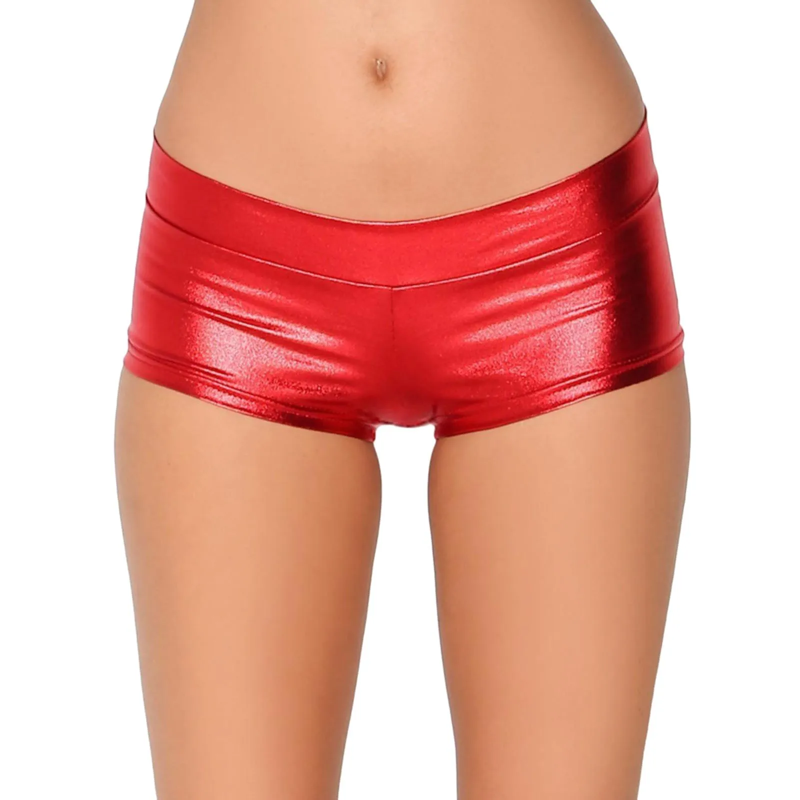 Womens Shiny Metallic Carnival Shorts Hot Pants Dance Bottoms Leather Shorts for Women