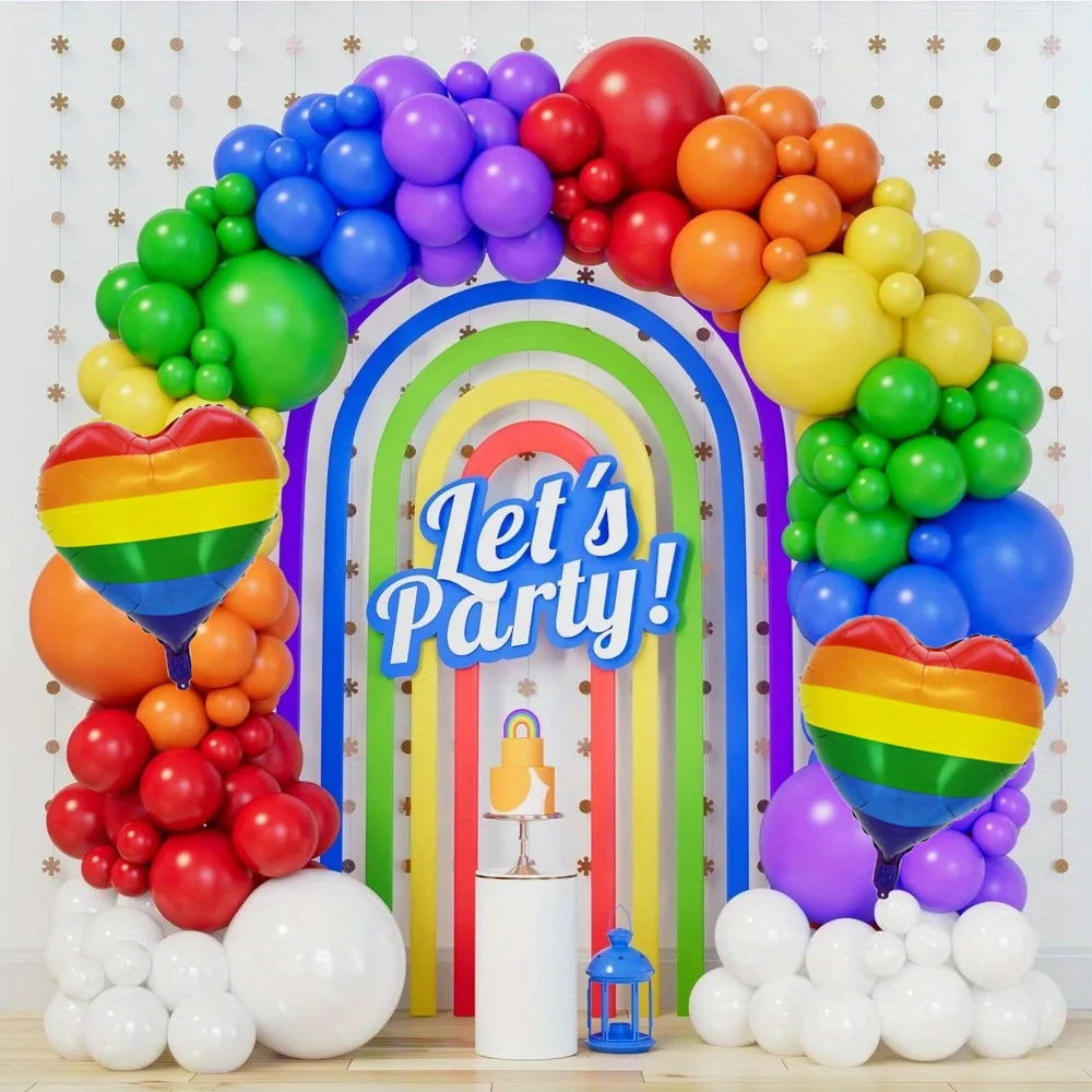 144 Pride Moon Rainbow Birthday Balloon Set for Wedding, Party, Anniversary, Graduation Decoration, Theme Festival Decoration