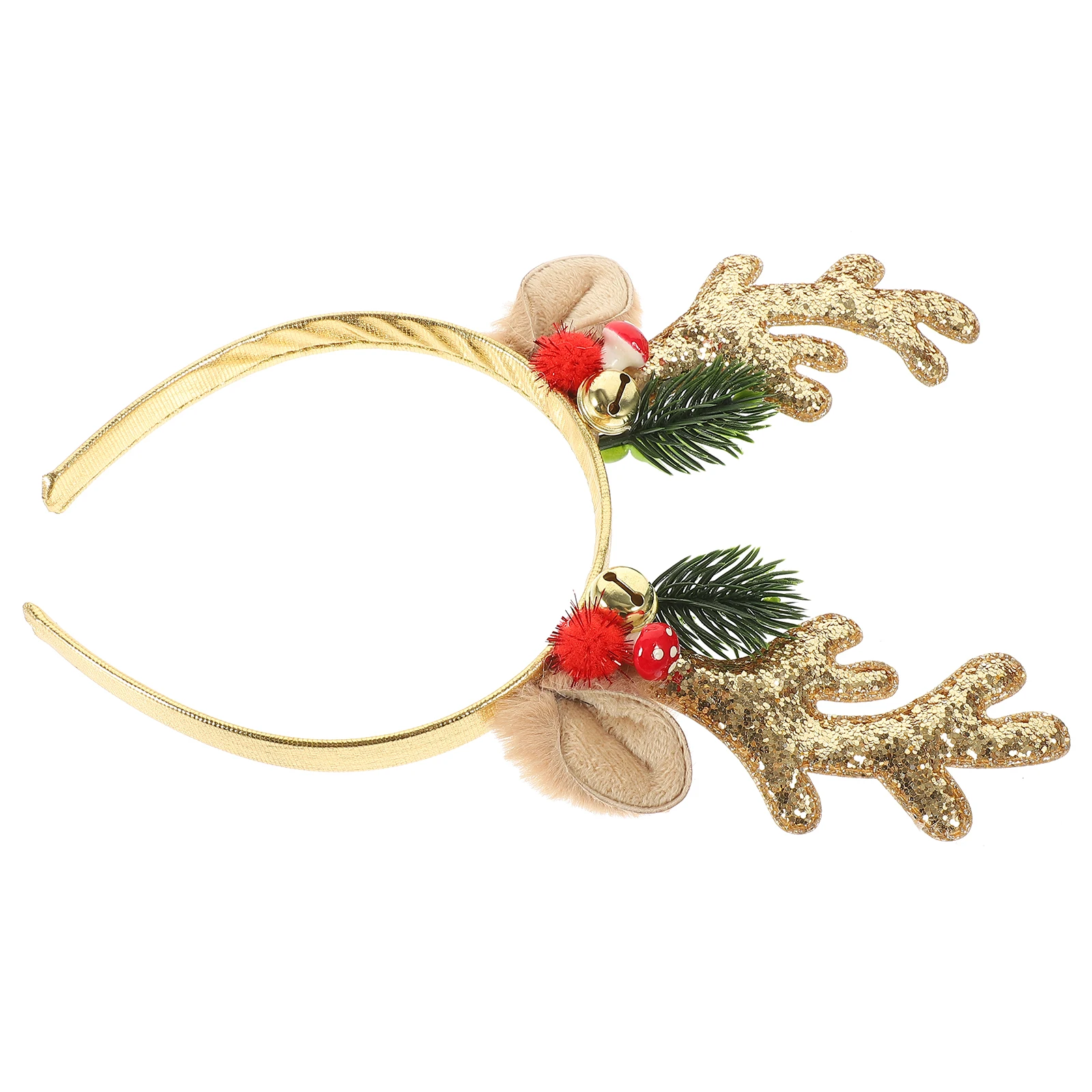 

Holiday Christmas Antler Headband Realistic Deer Antlers Bell Reindeer Hair Hoop
