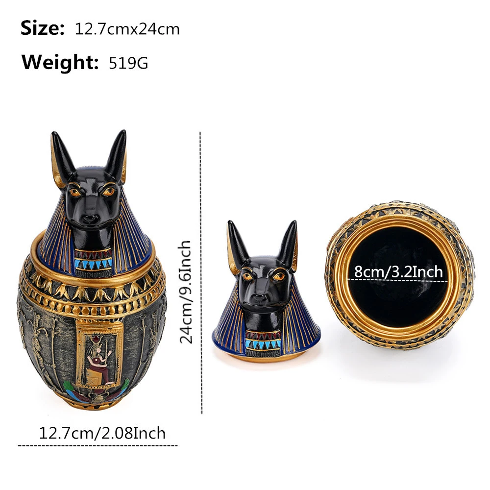 مصر القديمة أنوبيس باستيت الإلهي جرة كلب القط جرة الراتنج هدية مزخرفة السفر فرعون تذكارية حلية الحرف اليدوية #4