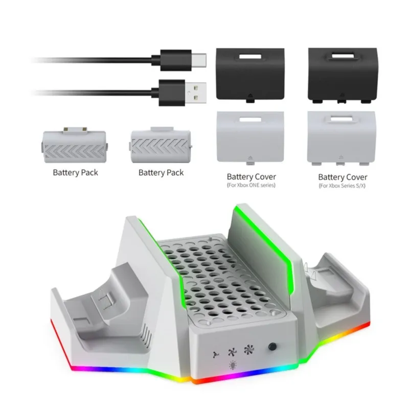 Suitable -0663D Multifunctional Charging Base with Cooling Fans for S, Dual Controller Charging, Console Cooling Stand