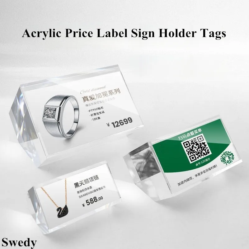 50x25mm Mini Promotion Sign Paper Card Holder Display Stand Small Acrylic Price Label Paper Tags