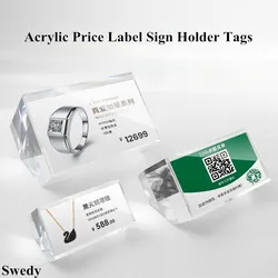 50x25mm Mini Promotion Sign Paper Card Holder Display Stand Small Acrylic Price Label Paper Tags