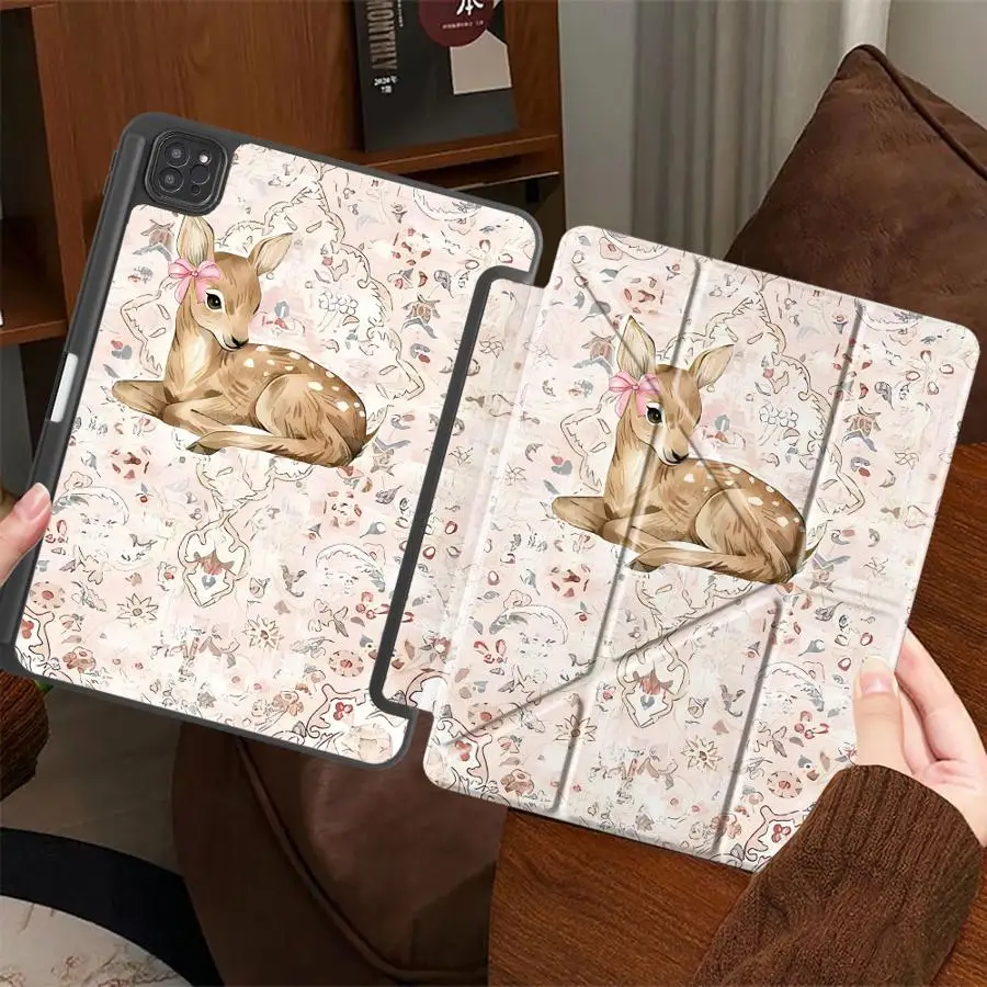 

Чехол-подставка для планшетов iPad Pro 2025, Mini 6, 7, Air 4, 5, M3, M2, M4, 11 дюймов, Pro 11-го, 10-го, 9-го, 8-го, 7-го поколений, 12.9 дюймов, с милым оленем