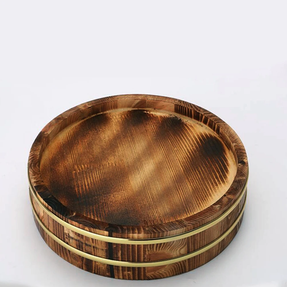 

Lobster Plate with Wooden Barrel Rice Serving Tray Sushi Mixing Bowl Household Trays for Food Stainless Steel