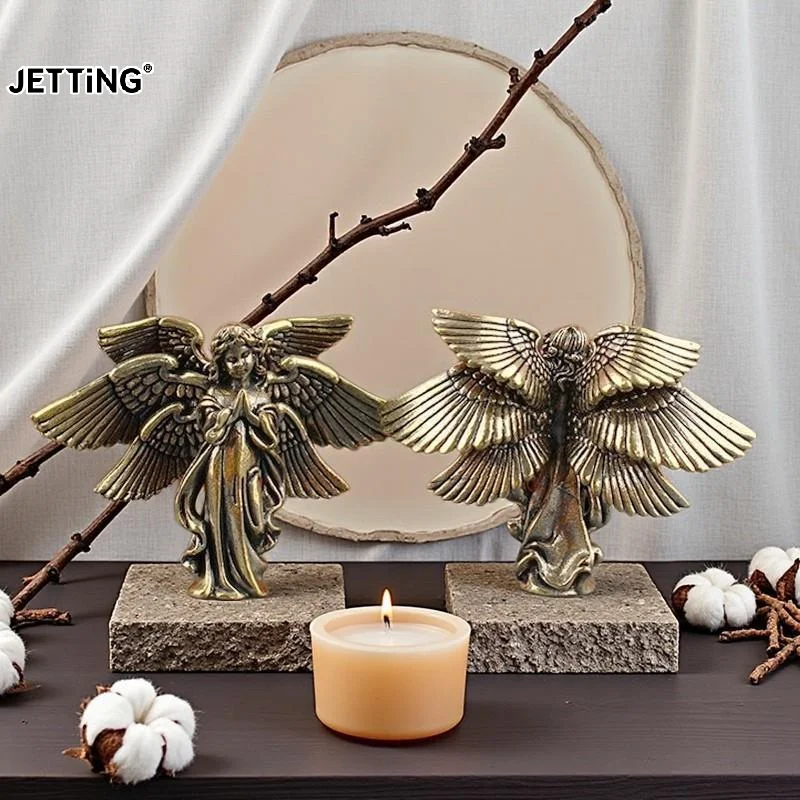Copper Six Winged Angel Love Cupid Statue Small Ornament Brass Angel Figurines Desktop Decoration Home Decor Accessories