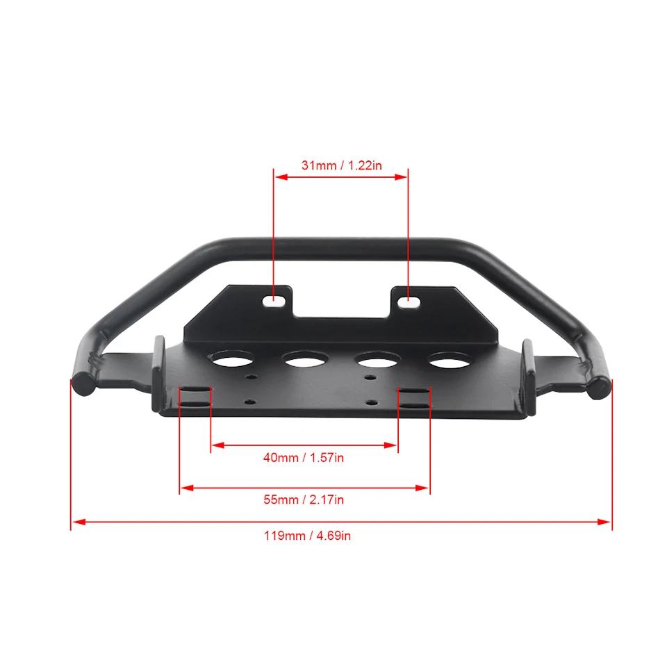 Hard Metal Front Bumper Winch Base for 1:10 RC Crawler - TRX-4 G500 4x4 TRX-6 G63 6x6 Upgrade Parts with Screws