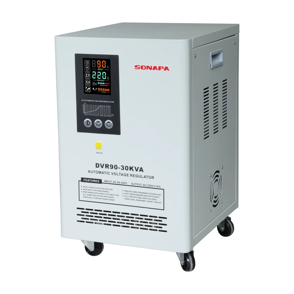

30kVA 30KW Automatic Voltage Regulator Stabilizer Single Phase LED Display 90-260V SVC for Air Conditioner 220V
