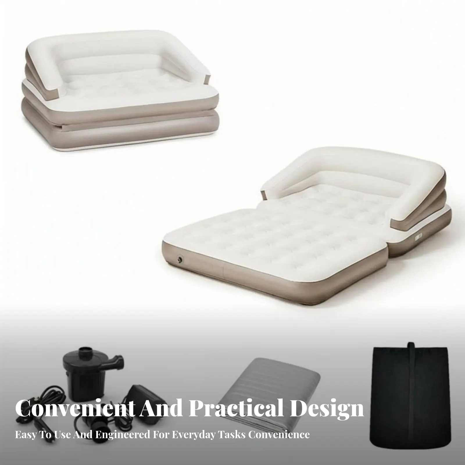 Inflatable Pad with Pump Portable Inflatable Lounger with Pillow Foldable Multi-Purpose for Campers, Travel, Hiking, Backpacking