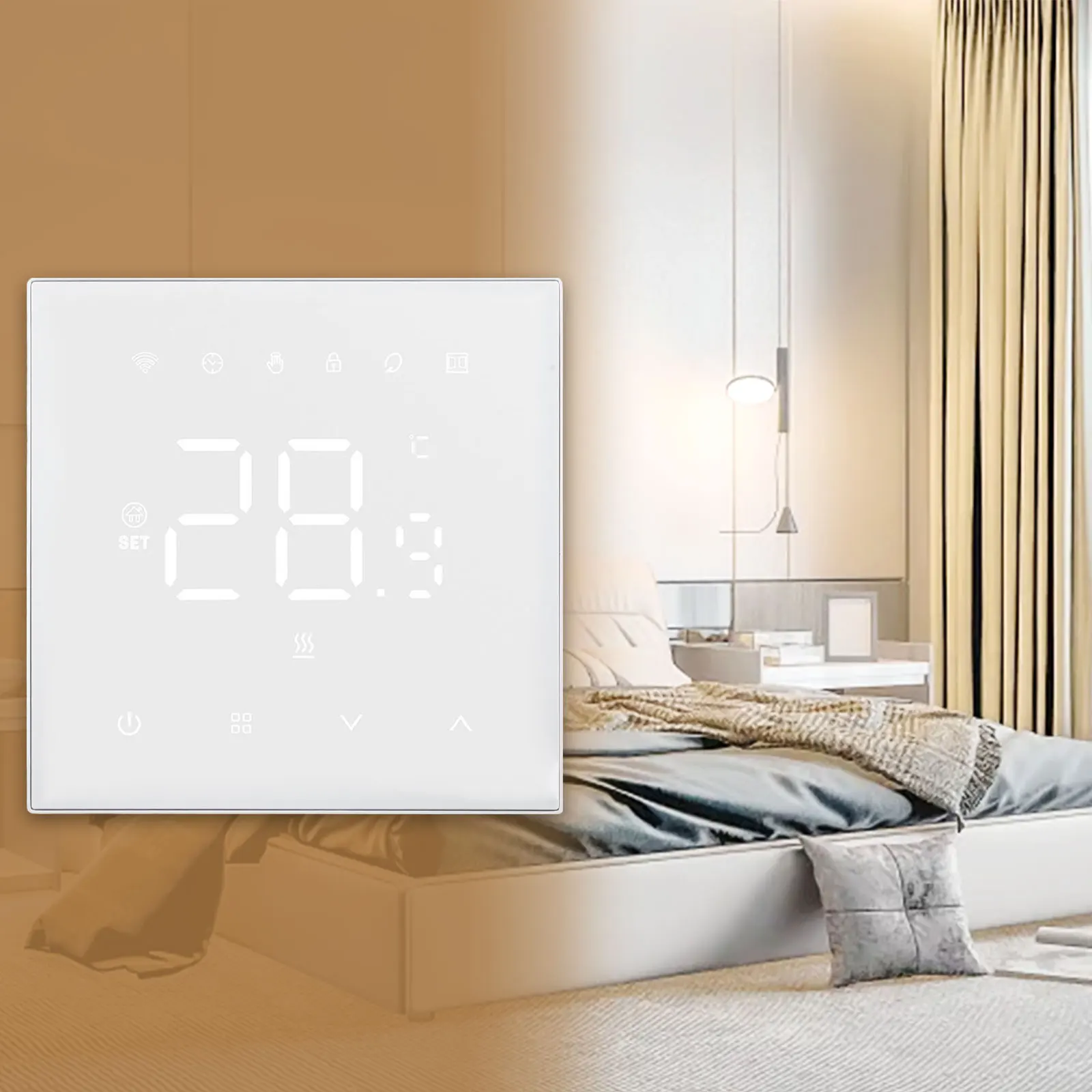 1PCS For For Life Alec Panel Thermostat Adjustable Backlight Brightness APP Voice Control 86x86x40mm 2sizes Optional