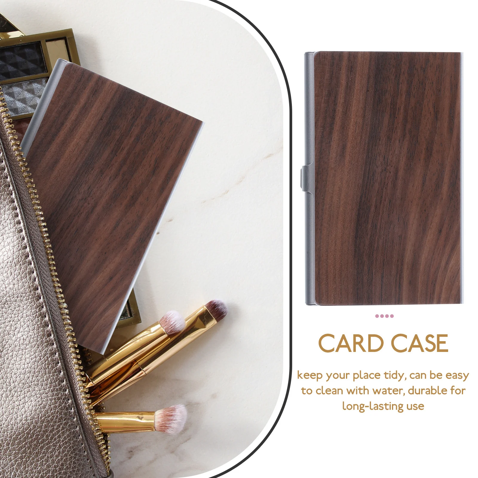 حامل البطاقات، منظم أنيق للنساء، حاوية بطاقات السفر، حامل بطاقات العمل المستقر والكبير السعة #4