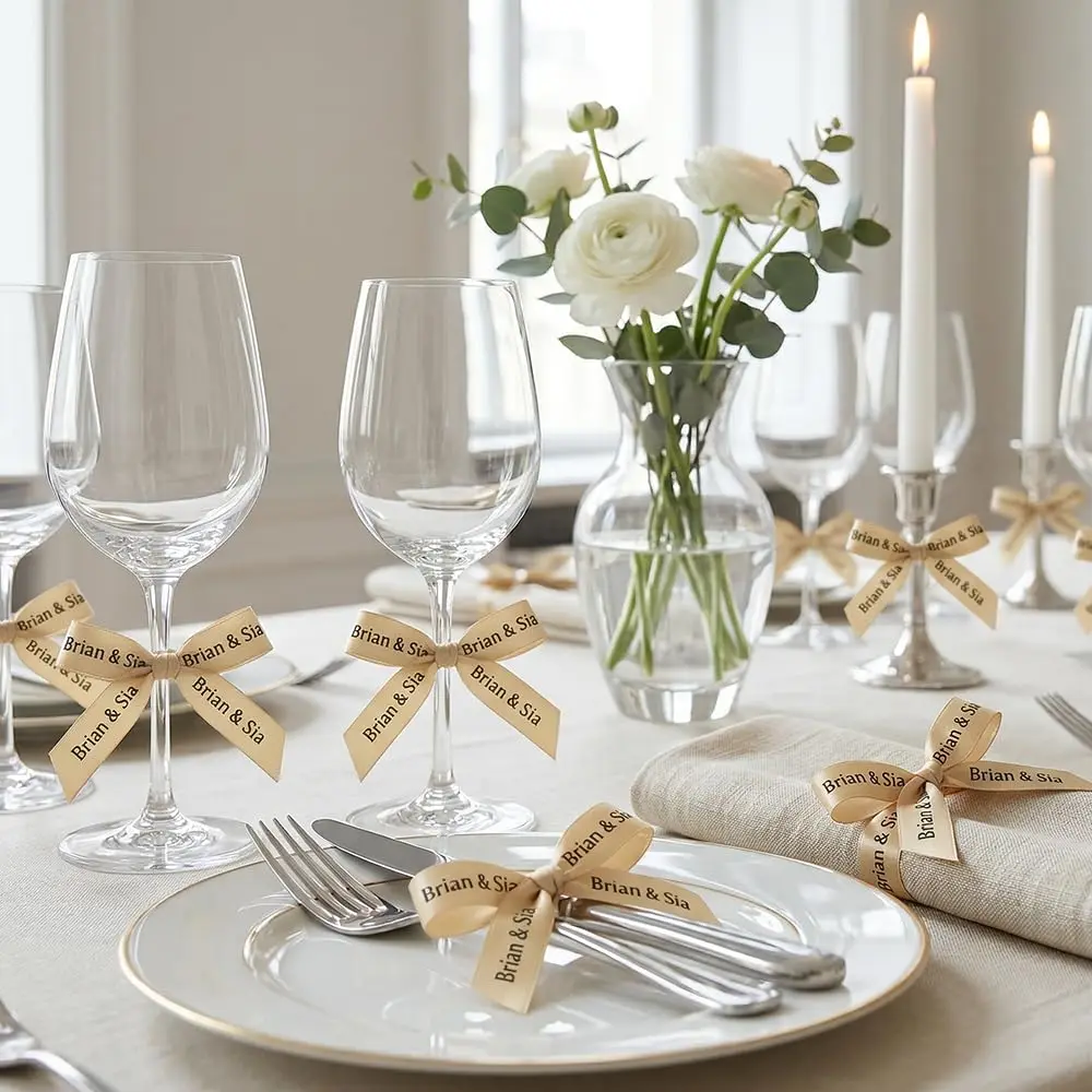 Champagne Gold Satin Ribbon for Phomemo A30 P15, 12mm x 5m 2 Pack Personalized Fabric Ribbon for Gift Wrapping Wedding DIY