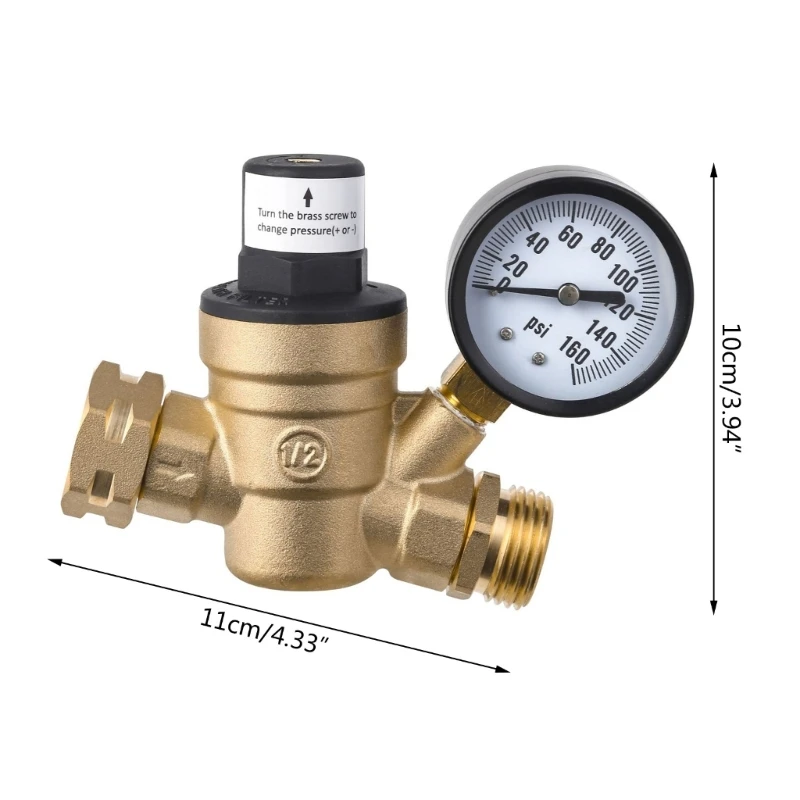 Durable Water Fitting  Brass Water Pressure Regulator With Inlet-screened Filter Trailer Compatible For RVs Travel