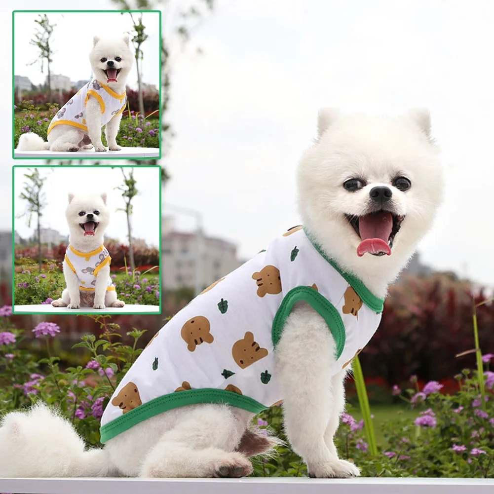 Pet Dog Clothes Puppy Summer Vest Thin Pomeranian Jumper Bear Print T-shirt Teddy Cartoon Clothing Dog Products S-6XL