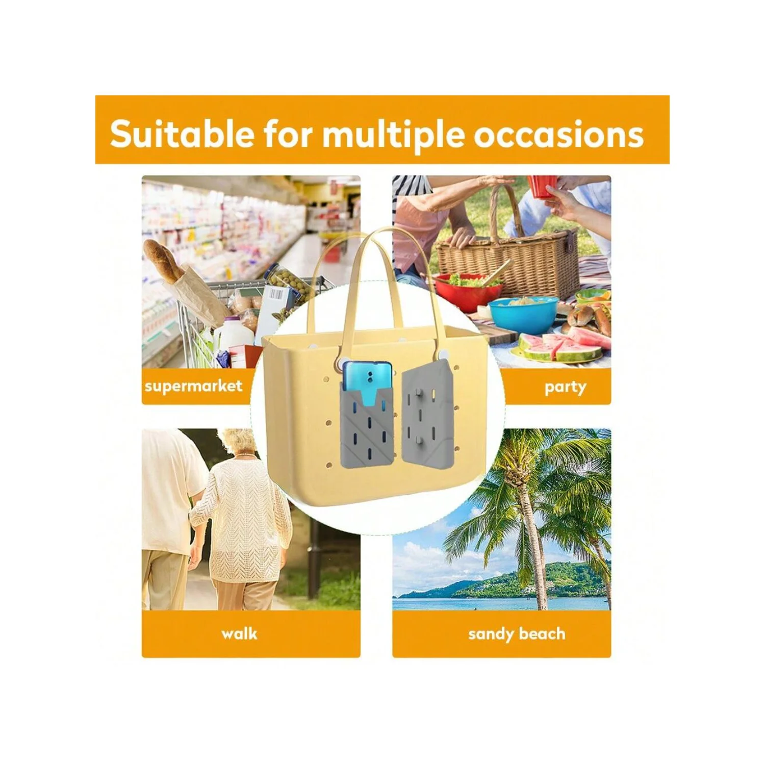 1pc Silicone Cell Phone  Bag, Beach Bag Accessory, Phone Holder, Hanging Pouch, Multipurpose Travel Organizer, Modern -Friendly