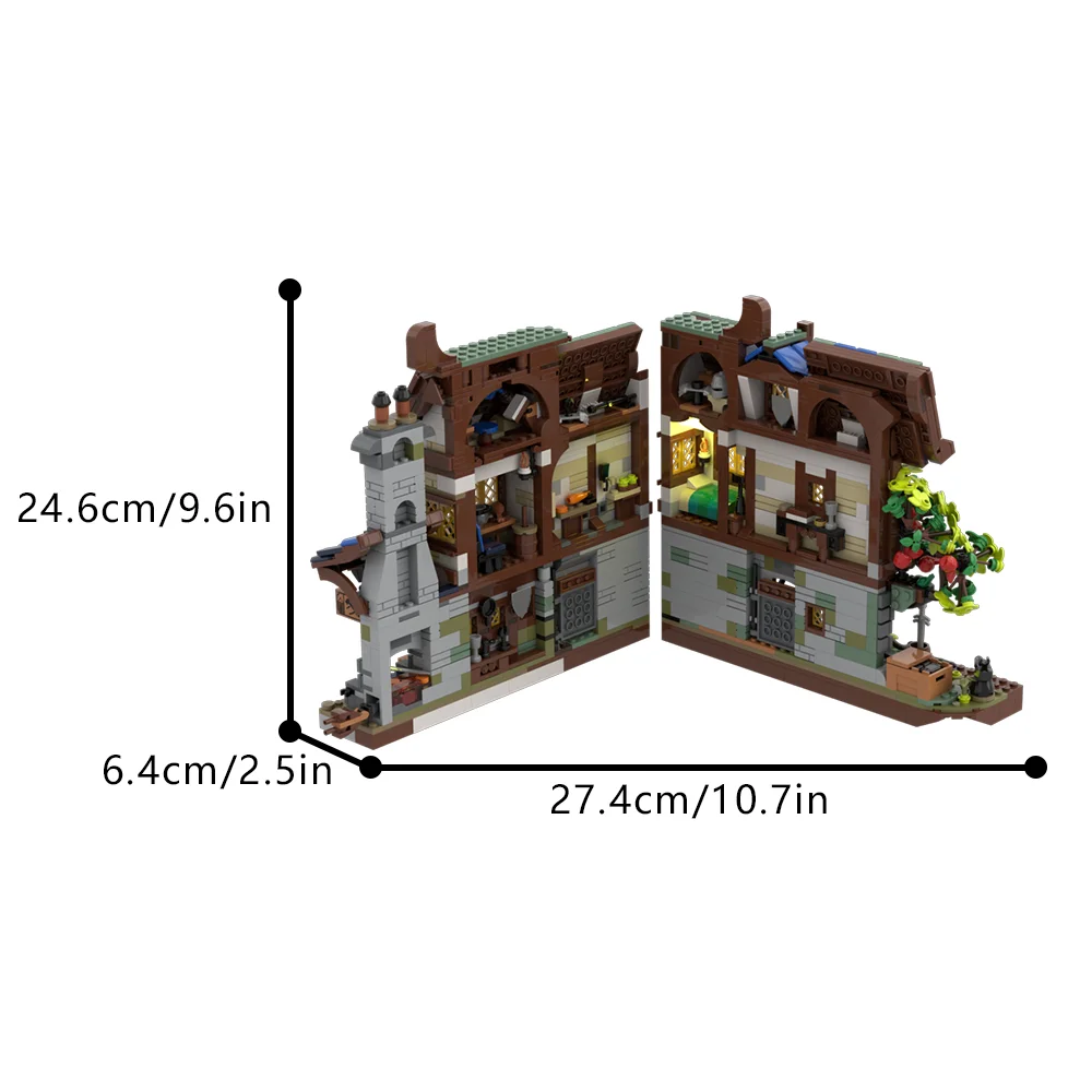 Gobricks Medieval Blacksmith Nook Building Blocks Street View Architecture Model Medieval Sawmill Bricks Toy  For Children Gift